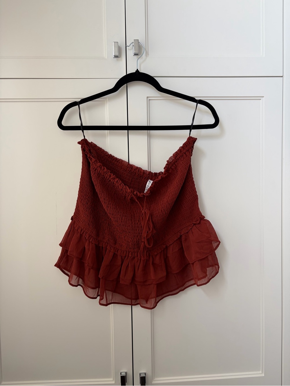 H&M Rust Red Smocked Ruffle Cami